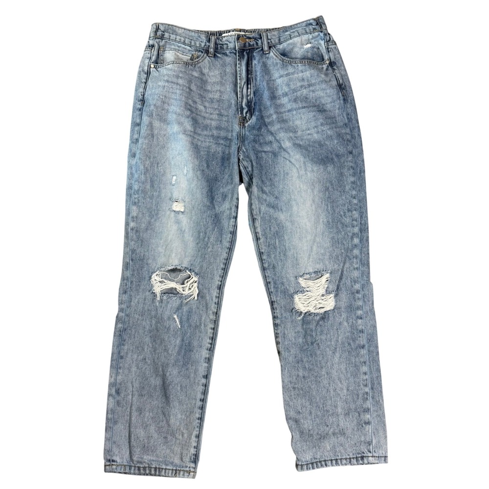 Distressed Shredded Jeans Grunge Streetwear Straight Leg High‎ Rise Cotton XL